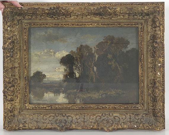 Fritz Halberg-Krauss - Flusslandschaft mit Kühen - Rahmenbild