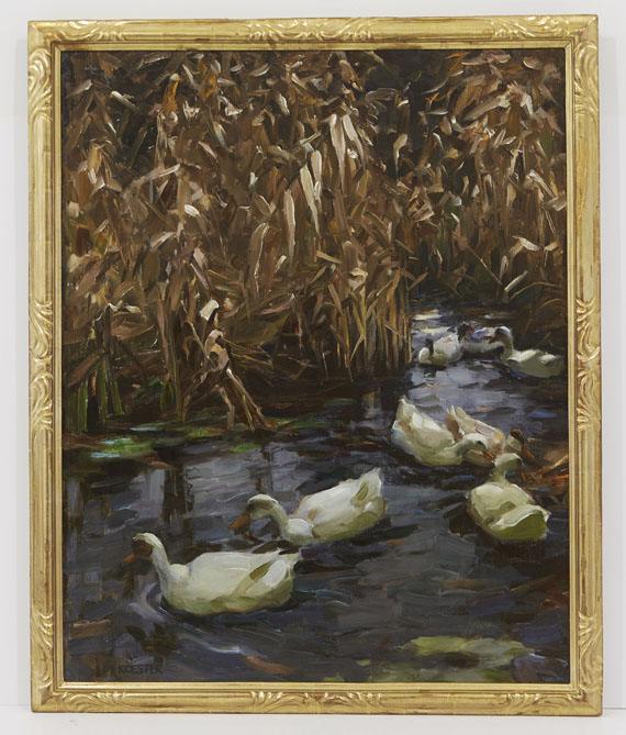 Alexander Koester - Acht Enten im Herbstschilf - Rahmenbild