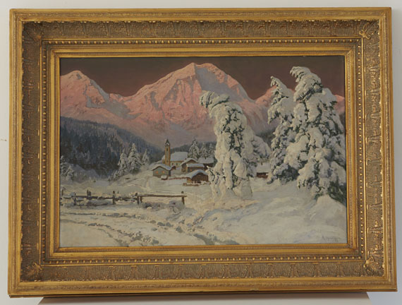 Alois Arnegger - Stubaitaler Alpen (Verschneites Gebirgsdorf) - Rahmenbild