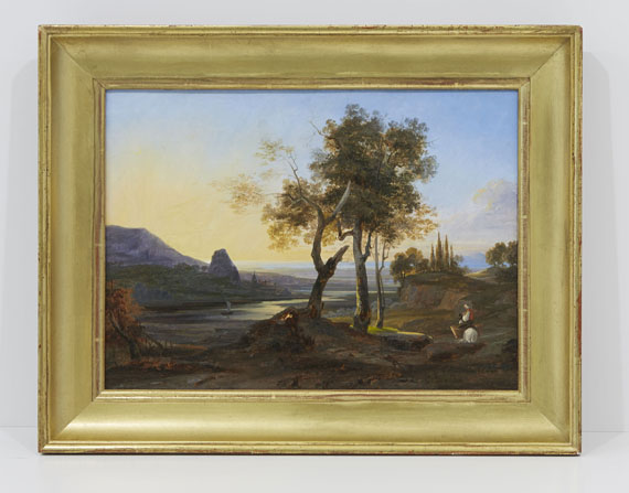 Johann Wilhelm Schirmer - Zugeschrieben - Italianisierende Rheinlandschaft - Rahmenbild