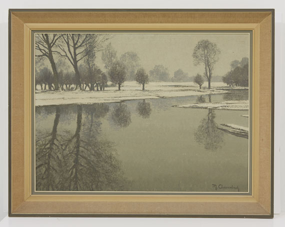 Max Clarenbach - Winterlandschaft am Niederrhein, bei Wittlaer - Rahmenbild