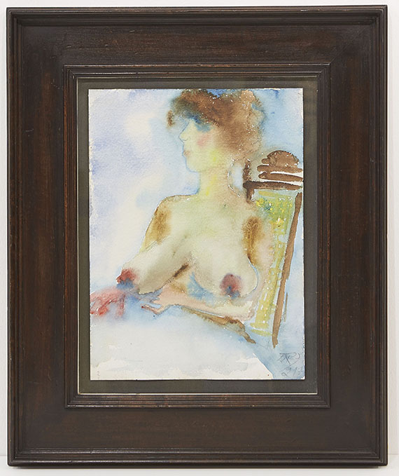 Otto Dix - Mädchenhalbakt am Tisch - Rahmenbild