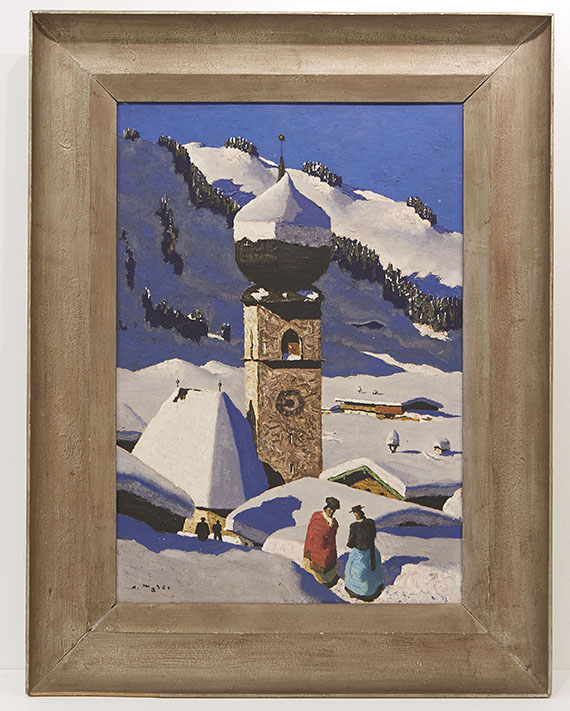 Alfons Walde - Verschneite Kirche (Bergdorf) - Rahmenbild