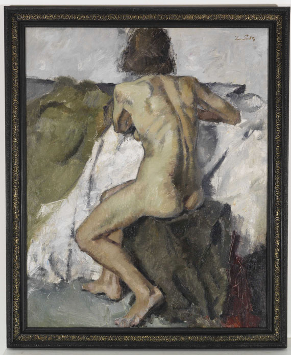 Leo Putz - Sitzender weiblicher Rückenakt - Rahmenbild