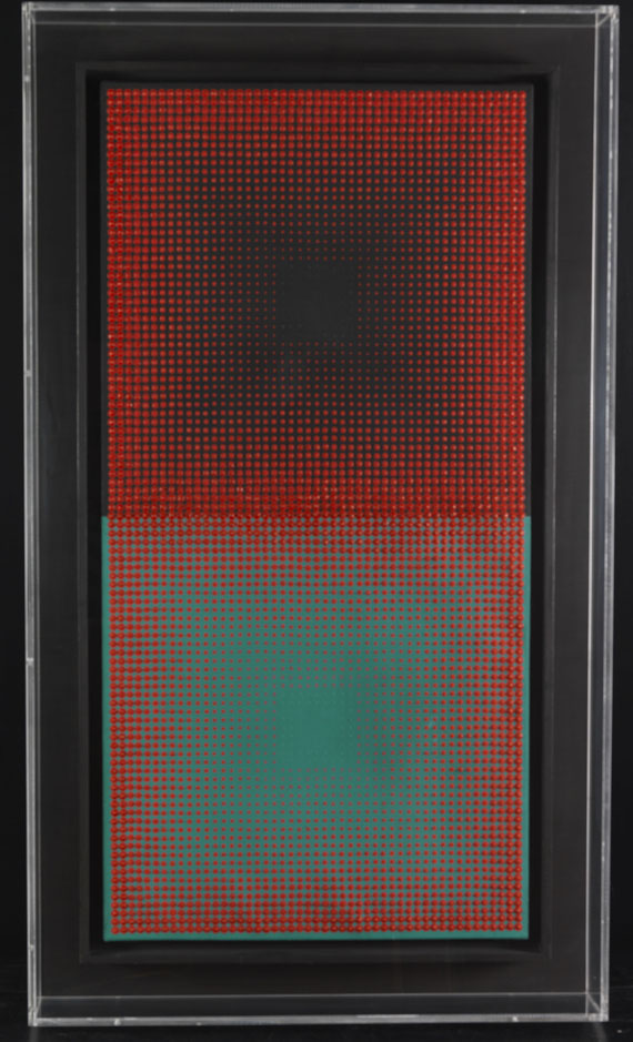 Almir da Silva Mavignier - Rote Quadrate auf Schwarz - Rahmenbild