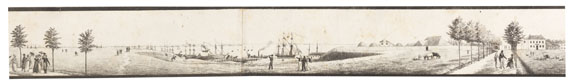 Peter Suhr - Panorama einer Reise von Hamburg nach Altona. 1823. Gerollt in Schatulle.