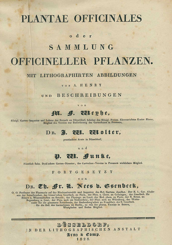 Theodor Friedrich Ludwig Nees von Esenbeck - Sammlung offizineller Pfllanzen. 1828-33. 5 Bde.