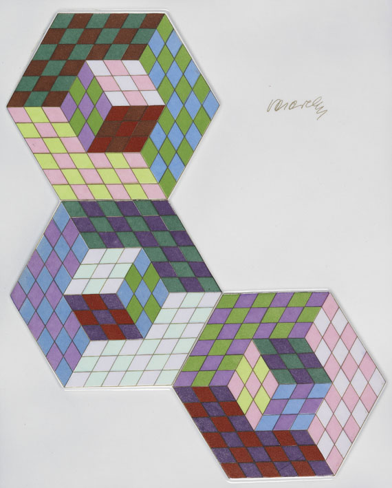 Victor Vasarely - Keramik- Hexa-3 ou Hommage aux chemins de fer Hongrois