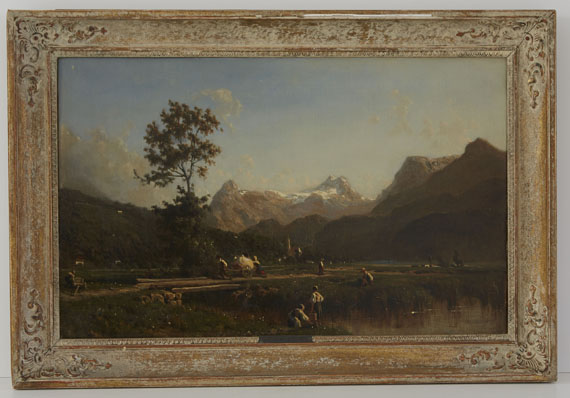 Karl Girardet - Schweizer Alpenlandschaft - Rahmenbild