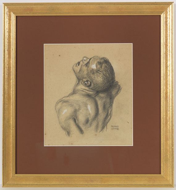 Franz von Stuck - Männlicher Akt, Kopf und Schulter - Rahmenbild