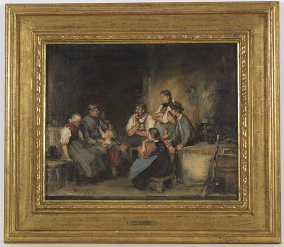 Franz von Defregger - Der Urlauber (Ölskizze) - Rahmenbild