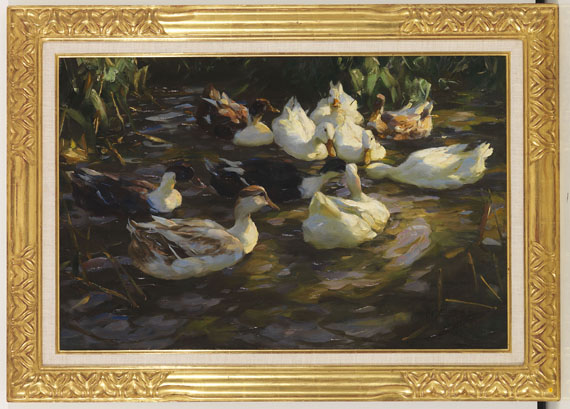 Alexander Koester - Enten im Teich (Enten am Bach) - Rahmenbild