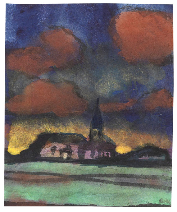 Emil Nolde - Kirche in Marschlandschaft