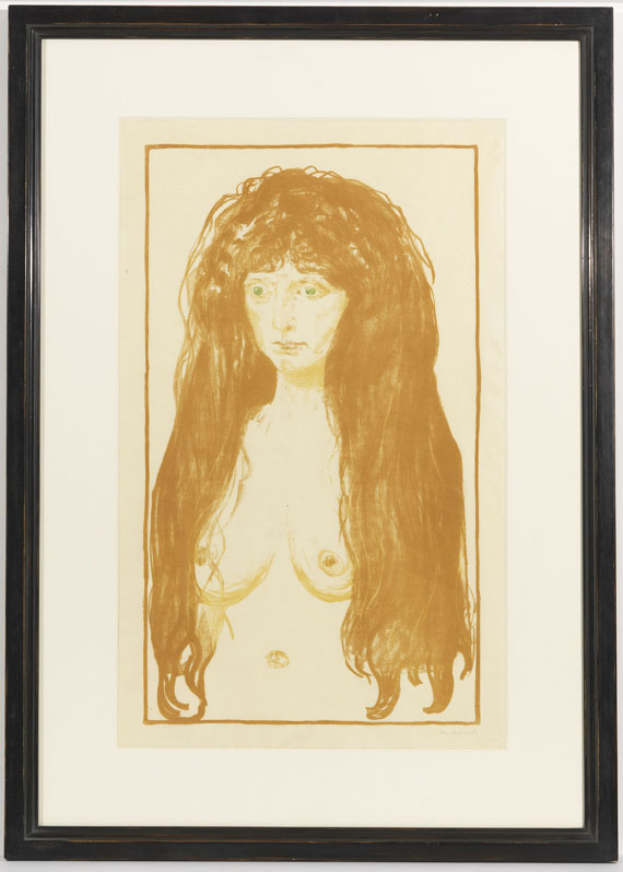 Edvard Munch - Weib mit rotem Haar und grünen Augen. Die Sünde - Rahmenbild