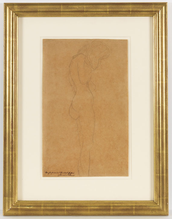 Gustav Klimt - Weiblicher Akt mit langen Haaren (Studie für "Jurisprudenz") - Rahmenbild