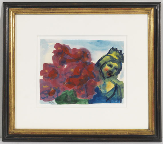 Emil Nolde - Madonna mit roten Blumen - Rahmenbild