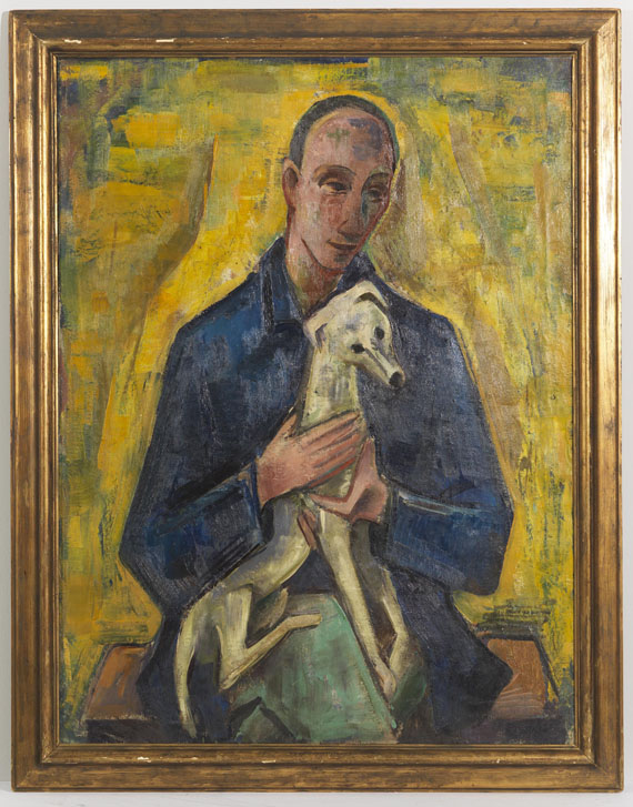 Karl Hofer - Mann (Jüngling) mit Hund - Rahmenbild