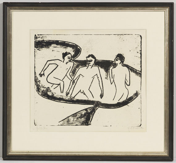 Ernst Ludwig Kirchner - Drei Akte im Wasser, Moritzburg - Rahmenbild