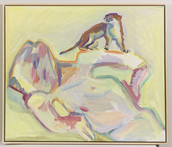 Maria Lassnig - Ich bin der Hlg. Franziskus der Waldtiere (Selbstporträt mit Marder) - Rahmenbild