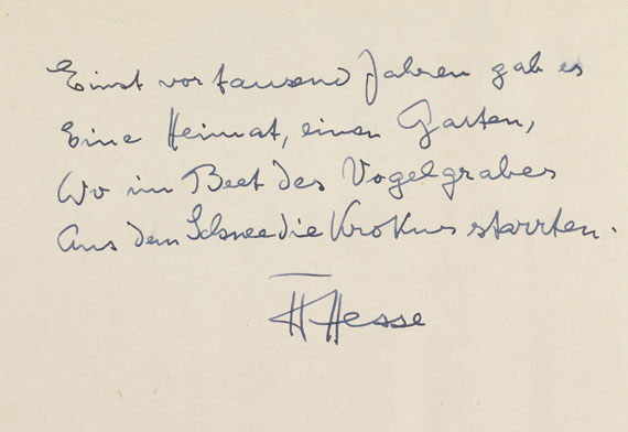 Hermann Hesse - 1 Autograph m. U.