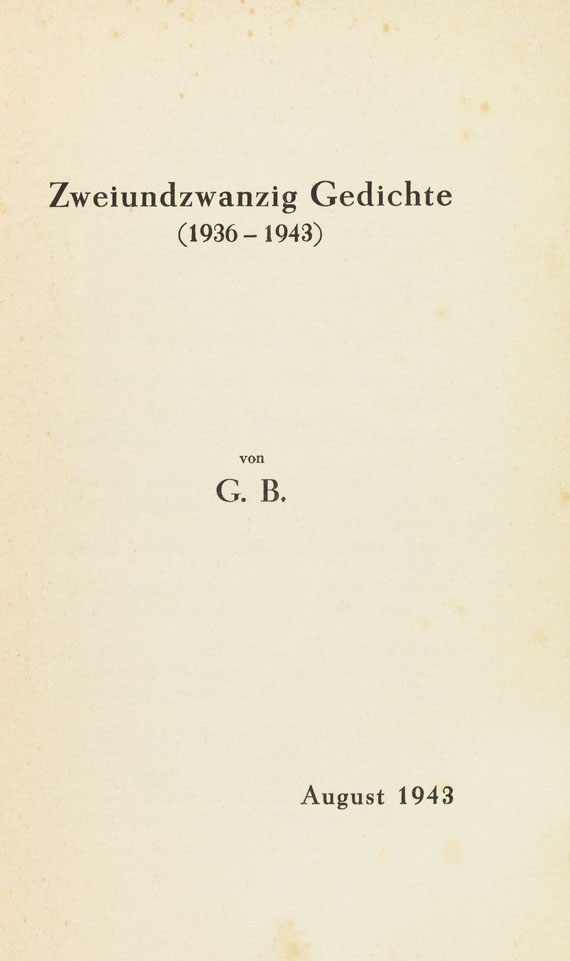 Gottfried Benn - Zweiundzwanzig Gedichte (1936-1943) - Weitere Abbildung