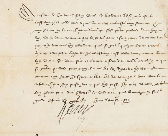  Heinrich III. von Frankreich - Brief m. U.