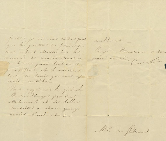Caroline Bonaparte - Brief m. U., dabei: Kardinal Joseph Fesch, eigh. Schriftstück. Zus. 2 Tle.