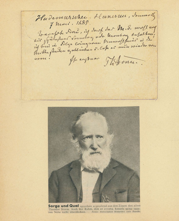 Theodor Storm - Eigh. Briefkarte m. U.