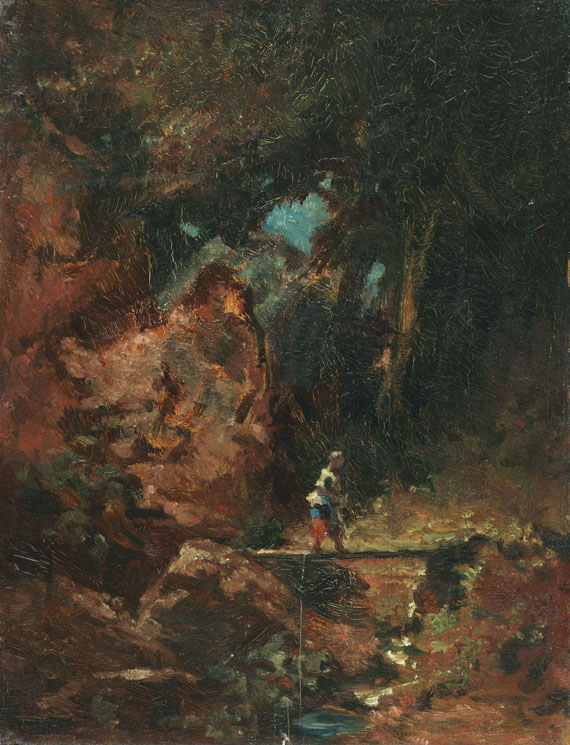 Carl Spitzweg - Die Sennerin auf dem Waldsteg