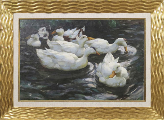 Alexander Koester - Sechs Enten im Wasser - Rahmenbild