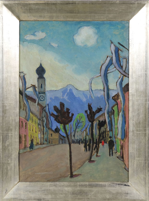 Gabriele Münter - Murnau, Hauptstrasse am Sonntag im Mai - Rahmenbild