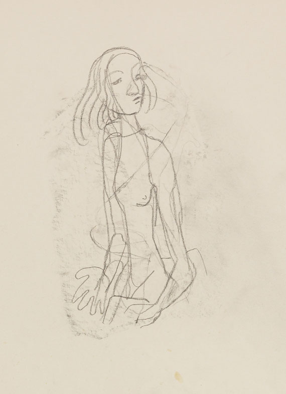 Karl Hofer - Konvolut: Mädchenakt. Weiblicher Halbakt mit aufgestütztem Kopf - Weitere Abbildung