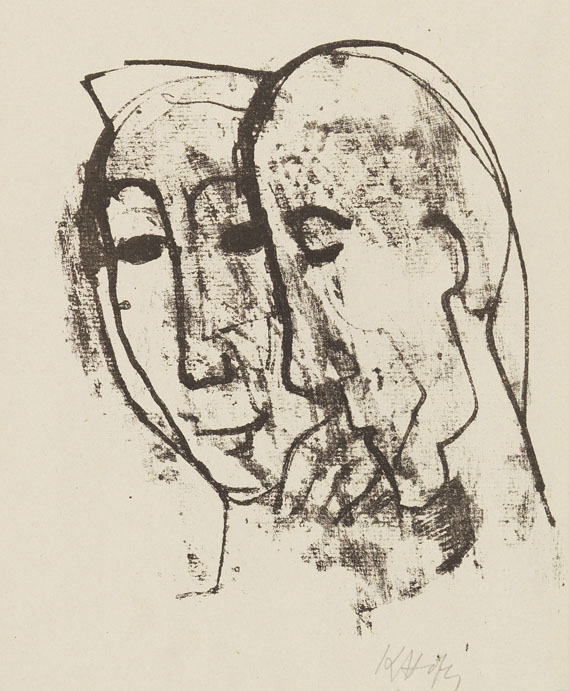 Karl Hofer - Konvolut: Mädchenakt. Weiblicher Halbakt mit aufgestütztem Kopf - Weitere Abbildung