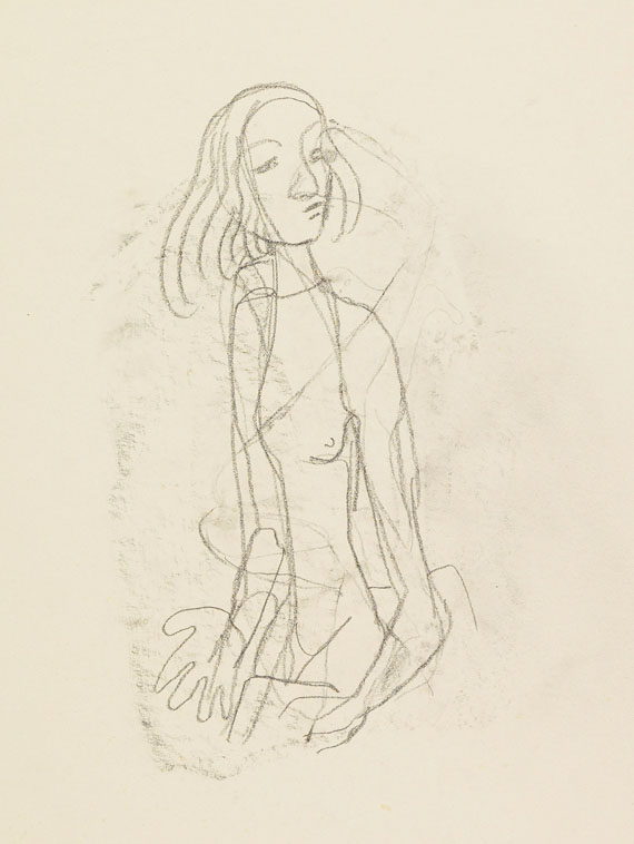 Karl Hofer - Konvolut: Mädchenakt. Weiblicher Halbakt mit aufgestütztem Kopf - Weitere Abbildung