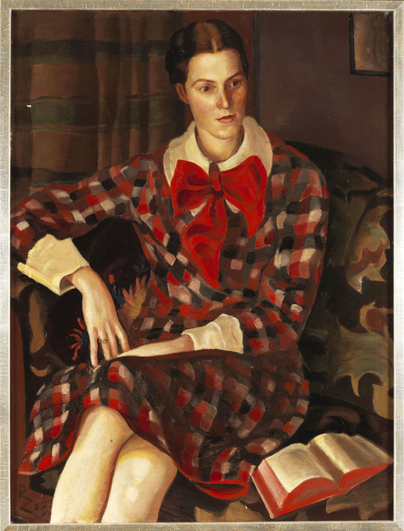 Richard Ziegler - Porträt einer Dame mit Buch (Paula Pfeifer, die Cousine des Künstlers)