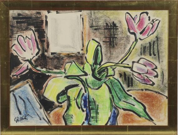 Karl Schmidt-Rottluff - Stillleben mit Tulpen - Rahmenbild