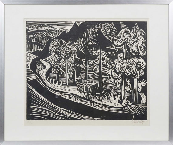 Karl Schmidt-Rottluff - Straße durch Gebirgstal mit Ochsenwagen - Rahmenbild
