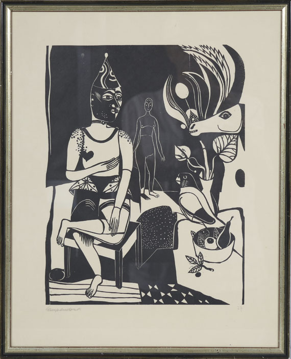 Heinrich Campendonk - Sitzender Harlekin - Rahmenbild