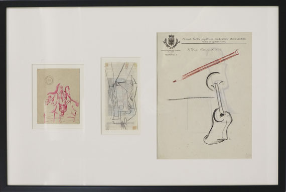 Otto Gutfreund - 3 Blätter: Kubistische Kompositionen - Rahmenbild