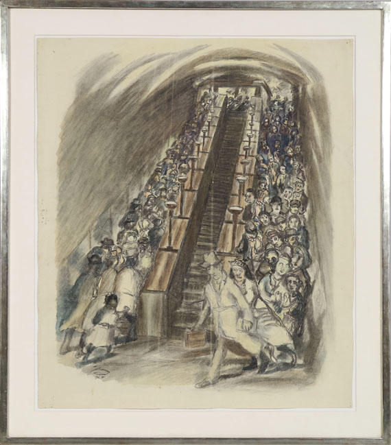 Ludwig Meidner - Londoner U-Bahn-Rolltreppe - Rahmenbild