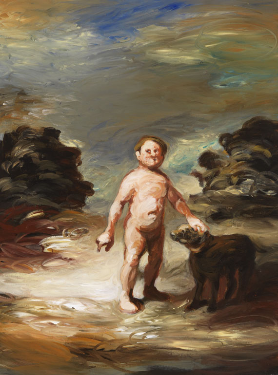 Bénédicte Peyrat - Kerl mit Hund - Rahmenbild