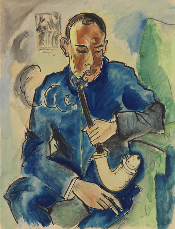 Hermann Max Pechstein - Der Raucher - Porträt Alfred Hess, Erfurt