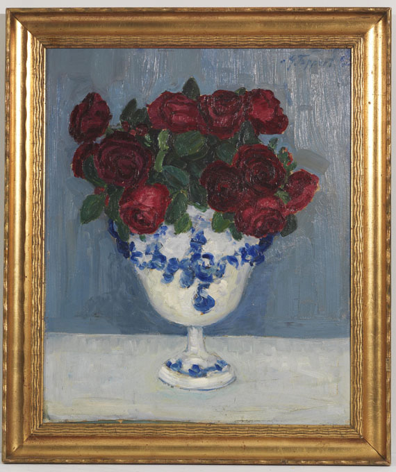 Georg Tappert - Pfingstrosen in Stielvase - Rahmenbild