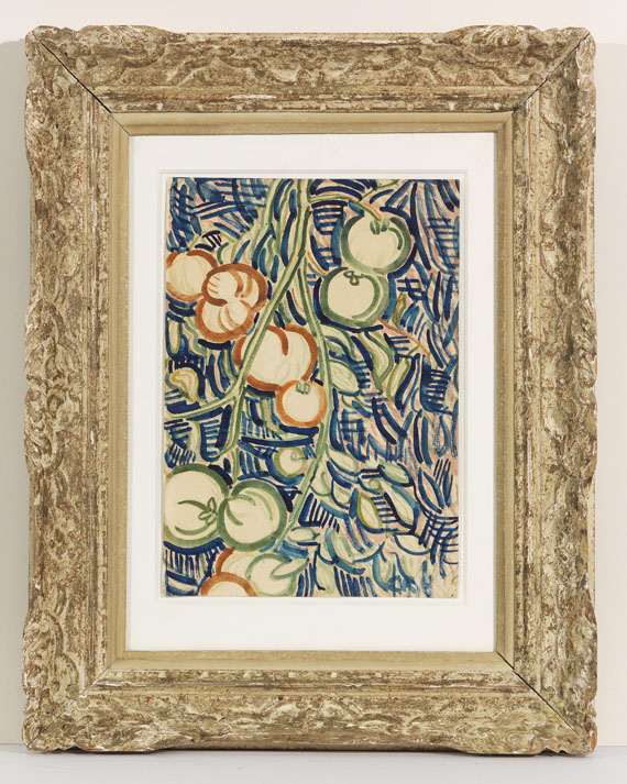 Christian Rohlfs - Herabhängender Zweig mit roten und grünen Tomaten - Rahmenbild