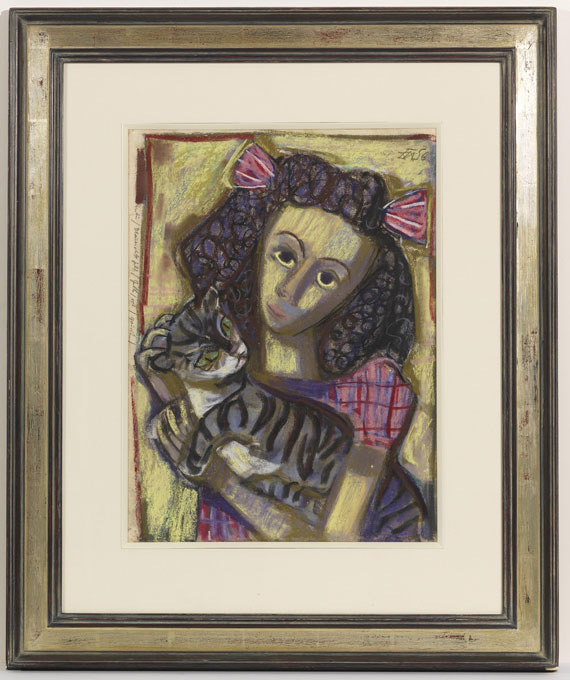 Otto Dix - Mädchen mit Katze - Rahmenbild