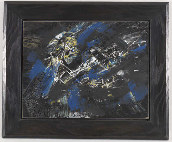 Fred Thieler - Komposition mit Weiß, Blau und Schwarz - Rahmenbild