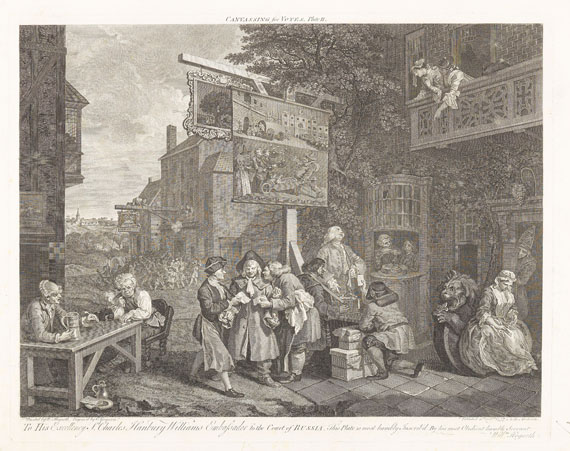 William Hogarth - 4 Bll. Humours of an election. Dabei: Gasthausszene, koloriert. Zus. 5 Bll.