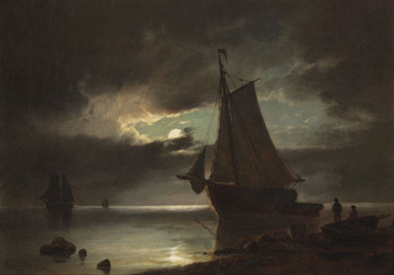 Carl Ludvig Bille - Mondschein an der Küste