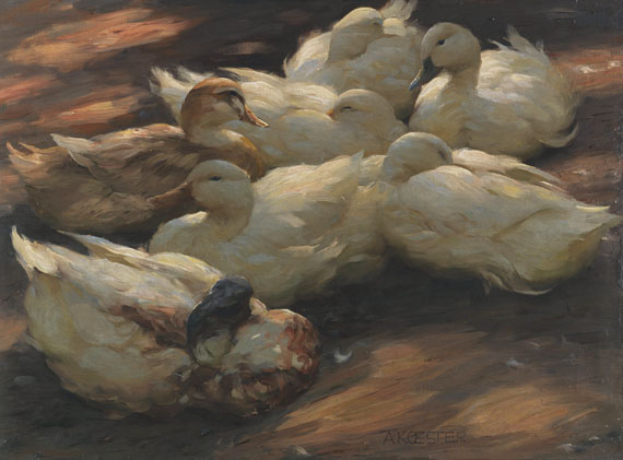 Alexander Koester - Enten am Boden lagernd