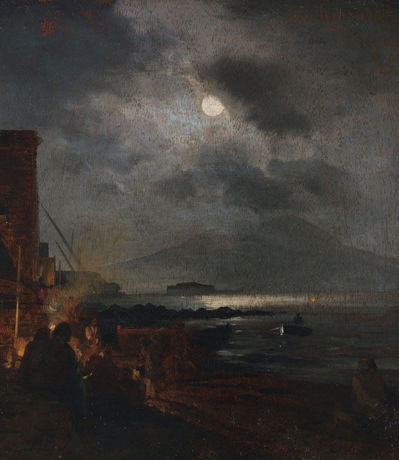Oswald Achenbach - Fischer in der Bucht von Neapel bei Mondschein